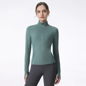 Спортивный топ, женское облегающее короткое пальто для фитнеса с длинными рукавами, для похудения, для скорости бега, сухая куртка с воротником-стойкой, одежда для йоги