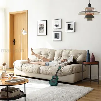 Ткань Nordic Modern Technology Большой многоместный Кремовый диван 2,8 м Мебель для гостиной С мягкой обивкой Loveseat Lazy Couch