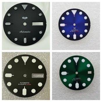 Циферблат NH35 зеленый, красный, синий, черный с зеленой подсветкой для механизма NH35/36/4R/7S, мужские механические часы, модификация аксессуаров