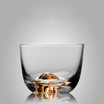 Чайная чашка из Термостойкого стекла PINNY, Чашка из боросиликатного Прозрачного стекла, Вставка из золота 24 карат В нижней части, Чайные наборы Кунг-фу