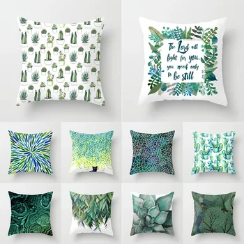 Чехол для подушки с зеленым рисунком тропического дерева для украшения дивана в гостиной, квадратный чехол для подушки