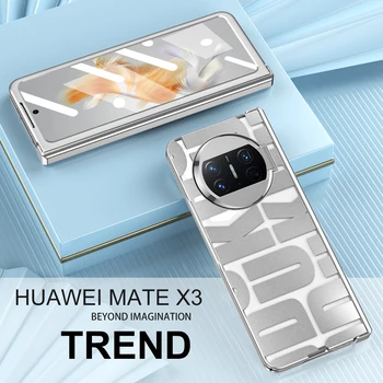 Чехол с надписью для Huawei Mate X3, Роскошный Прозрачный чехол Mate X 3, противоударный и защищающий от падения, со стеклянной передней пленкой