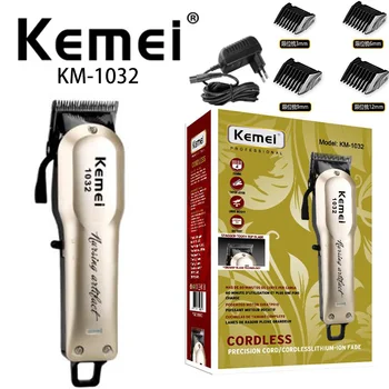 Электрическая машинка для стрижки волос Kemei KM-1032, перезаряжаемая электрическая машинка для стрижки волос с ЖК-дисплеем, модный беспроводной триммер высокой мощности ce