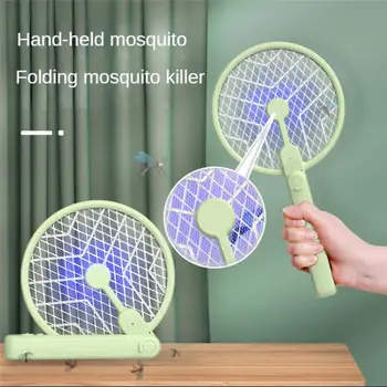 Электрическая мухобойка от комаров, Перезаряжаемая складная Электрическая ракетка от комаров, ручная ловушка для уничтожения комаров