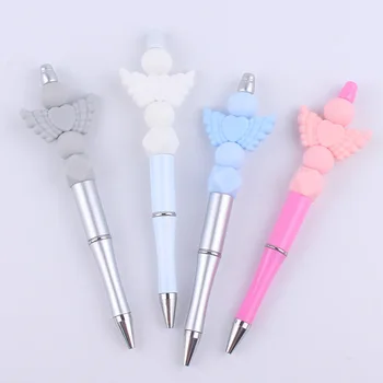 100шт Ручка из бисера, сделай сам, креативный Ангел любви, силиконовая ручка из бисера, цветная пластиковая многофункциональная ручка, шариковая ручка
