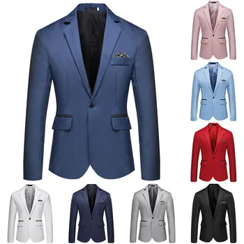 7 цветов, Высококачественный Мужской Блейзер, Классический, Новый, приталенный, однотонный, пиджак, Модный Деловой Повседневный костюм, Блейзер, Большие размеры