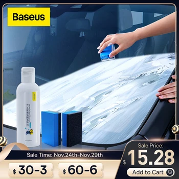 Baseus 300 мл Очиститель лобового стекла автомобиля для удаления масляной пленки с 2 шт. Губками для полировки автостекол, обезжириватель, очиститель