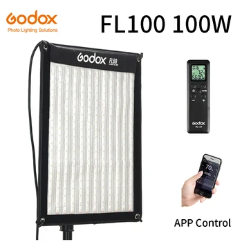 Godox 100W FL100 Портативный светодиодный светильник для Видеосъемки, Рулонная Тканевая лампа с Контроллером + Пульт дистанционного управления + Поддержка X-shape + Мобильное приложение