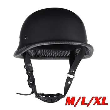 M/L/XL Мотоциклетный шлем Летний Винтажный Шлем для скутера, мотоцикла, Крейсера, Шлем на половину лица, Яркий Черный Автомобиль-стайлинг, Черный