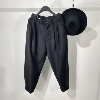 Owen Seak/ Мужские повседневные брюки-карандаш, уличная одежда, мужская одежда, Английские спортивные брюки, опрятные осенне-зимние черные брюки с перекрестной резинкой