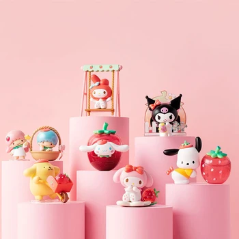 Sanrio Strawberry Estate Серия Blind Box Игрушка Девочка Кавайная Кукла Caja Ciega Фигурка Игрушки Детский Сюрприз Модель Mystery Box