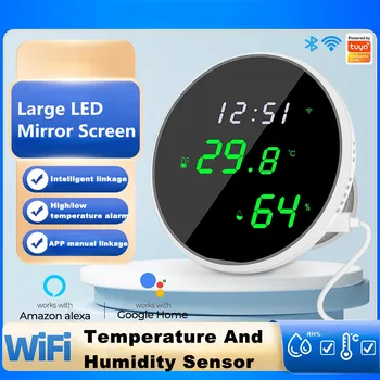 Датчик температуры и влажности Tuya Мини ЖК-цифровой дисплей Совместим с приложением Bluetooth Пульт дистанционного управления Термометр гигрометр