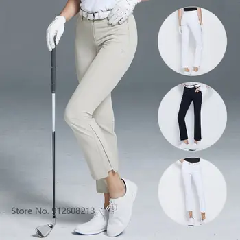 Женские брюки для гольфа Love, Женские Повседневные брюки для гольфа с разрезом, Тренировочные брюки с высокой талией, сухая посадка, Летние Расклешенные Тонкие спортивные брюки S-XL