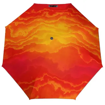 Зонт от Дождя с абстрактным оранжевым принтом Женский Автоматический Зонт с тремя складывающимися Солнцезащитными элементами Мужской Портативный Зонтик