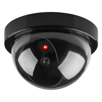 Креативная черная пластиковая купольная камера видеонаблюдения с мигающим светодиодом, Поддельная камера, Питание от батарейки типа АА, система безопасности наблюдения
