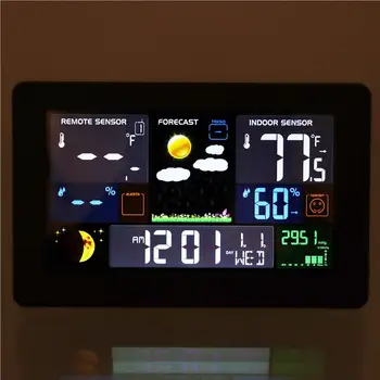 Метеостанция с наружным датчиком, Бытовой метеоцентр с цветным дисплеем, измерение температуры и влажности