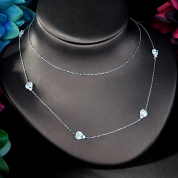 Модное Роскошное Ожерелье AAA с кубическим цирконием, Дубайское Ожерелье-цепочка из двух звеньев, Свитер для женщин, свадебные аксессуары N-789