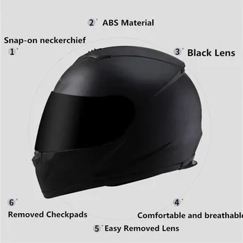 Мотоциклетный шлем в горошек, одобренный CE, Мотоциклетный шлем с полным лицом -Матово-черный L (59-60 см), серебристые линзы