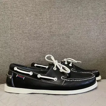 Мужская Аутентичная обувь для доков Sebago - Кожаные Туфли-лодочки Премиум-класса с Острым Носком на шнуровке AB070