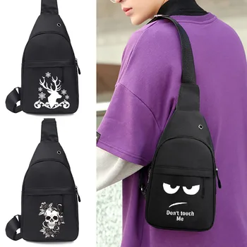 Мужская нагрудная сумка, карман для телефона, Поясная сумка для путешествий, Модная Маленькая сумочка с аниме-принтом, уличные спортивные сумки через плечо