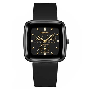 Новые Черные квадратные часы для отдыха и моды для мужчин Ms. Водонепроницаемые кварцевые часы с кожаным ремешком с простым циферблатом