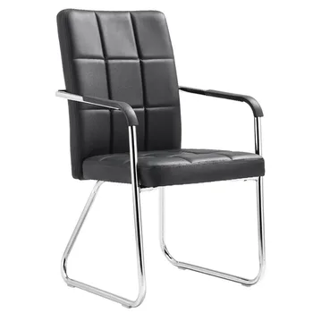 Офисное кресло, простое компьютерное кресло, Бытовая Современная простота, Металлический каркас, Мягкая кожа, Износостойкая, Стабильная, долговечная