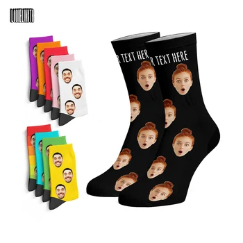 Персонализированные фото носков для мужчин и Женщин, 10 однотонных носков на заказ, добавьте свой текст, Хлопковые Повседневные веселые подарки с Рождеством