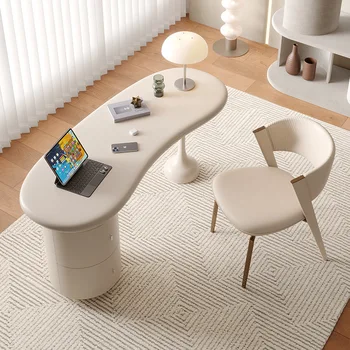 Письменный стол в кремовом стиле, легкая роскошь, современная минималистская каменная доска, бытовой письменный стол, небольшая квартира, офис французской формы