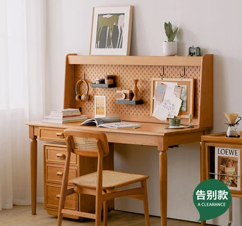 Письменный стол, книжная полка, встроенный офисный стол из скандинавского вишневого дерева, небольшой кабинет, компьютерный стол