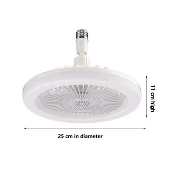 Потолочный вентилятор E27 с подсветкой, закрытым нижним вентилятором, электрическим вентилятором, подвесной держатель лампы (белый)