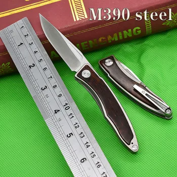 Складной нож со змеевидной деревянной ручкой, Стальной Складной нож M390, Мини-Портативный Походный гаджет EDC с кожаным чехлом