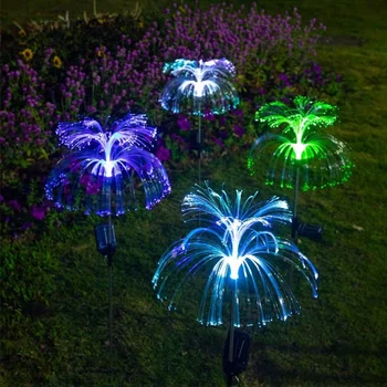 Солнечными фонарями, наружным водонепроницаемым светом для лужайки в виде медузы, RGB, Меняющим цвет, ландшафтным садовым освещением для двора/дорожки/праздничного декора