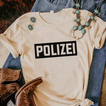 Футболка Polizei, женская уличная одежда, летняя футболка с комиксами, забавная одежда для девочек