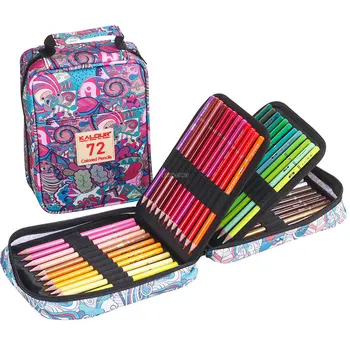 Цветные карандаши премиум-класса 72 цвета, чехол для карандашей на молнии, набор из 7 металлических цветов, идеально подходящих для наложения слоев для начинающих художников