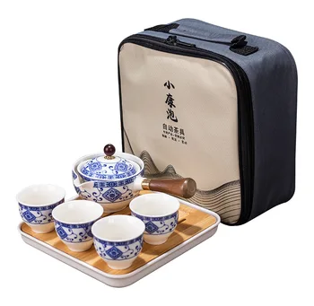чай Цветочный чайный сервиз кунг-фу, изысканная каменная чайная чашка, чайная посуда, чайник для путешествий, портативный керамический чайник, китайская чайная церемония