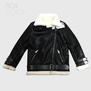 Черные куртки из искусственной кожи в американском стиле, пальто, толстая кожаная мотоциклетная куртка с подкладкой из натурального кроличьего меха, veste en cuir femme LT1014